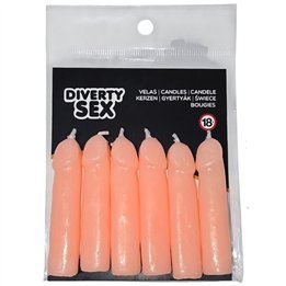DIABLO PICANTE - 6 FLESH PENIS SHAPED CANDLES - D-242390