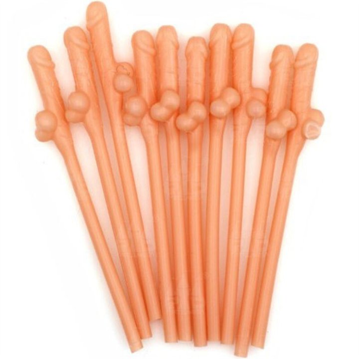 DIABLO PICANTE - 10 PENIS SHAPED STRAWS - D-241816