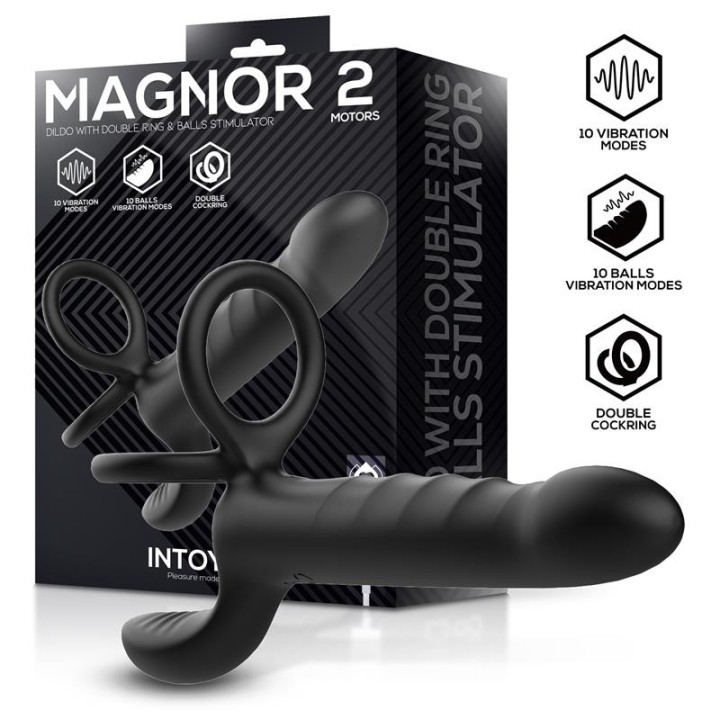 Magnor Dildo with Double Ring and Balls Stimulator - U-232 - Teknashop Ltd