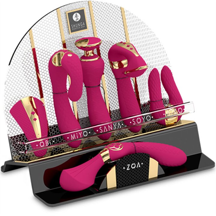 SHUNGA - DISPLAY OF 6 FUCHSIA INTIMATE MASSAGERS - D-237829