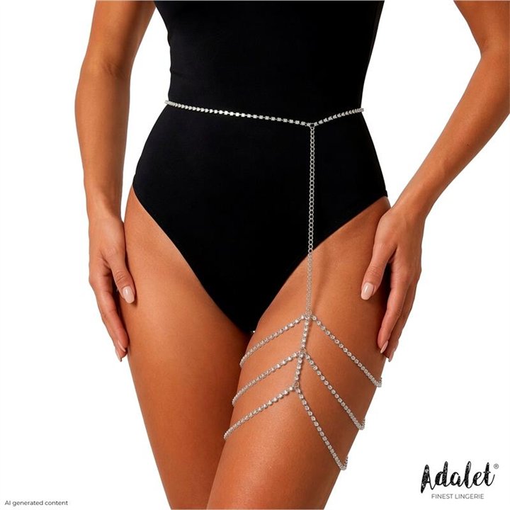 Lydia Rhinestone Garter Silver One Size - A-149