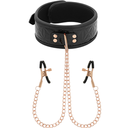 BEGME - BLACK EDITION COLLAR WITH NIPPLE CLAMPS WITH NEOPRENE LINING - D-229251