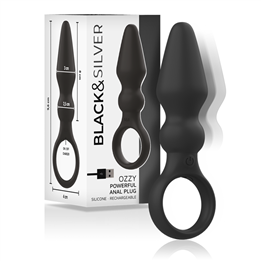 BLACK&SILVER - OZZY POWERFUL SILICONE ANAL PLUG - D-234786