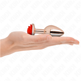 KINK - PINK GOLD ANAL PLUG WITH RED ROSE M - D-242589