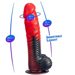 SILEXD - DEVIL DILDO FANTASY LIQUID SILICONE THERMOREACTIVE RED BLACK 20.3 CM - D-245452