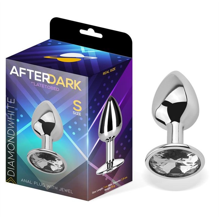 Butt Plug with Jewel Diamond White Size S Aluminium - AD-288
