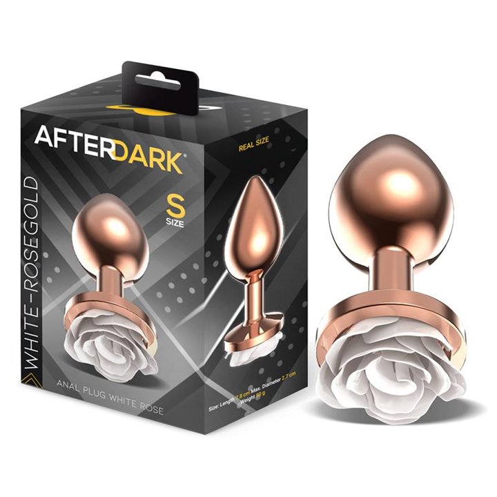 Rosegold Metal Anal Plug with White Rose Base - Size S - AD-568
