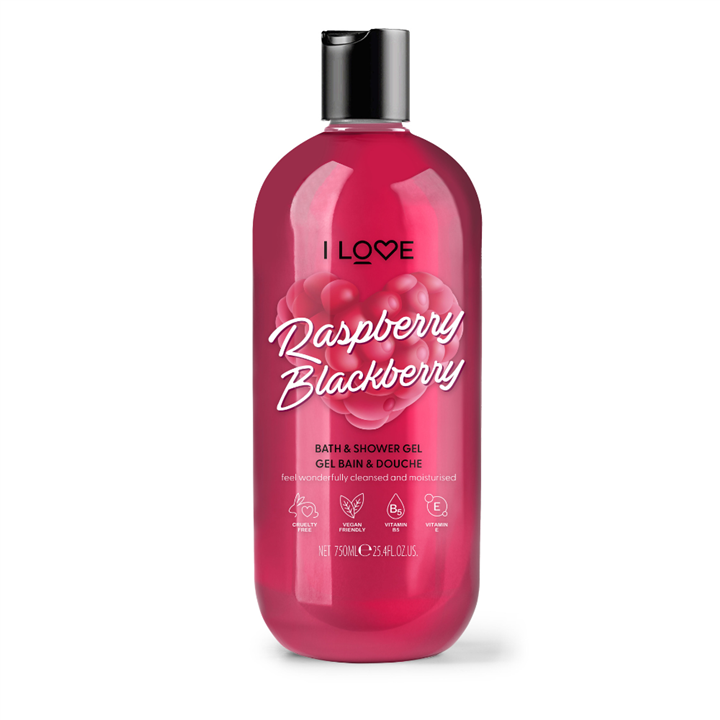 I Love, Raspberry & Blackberry, Hydrating, Shower Gel, For All Skin Types, 750 ml