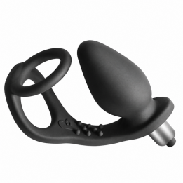 ROCKS-OFF - RO-ZEN PROSTATE VIBRATOR WITH DUAL RING 7 SPEEDS ONYX BLACK - D-246929