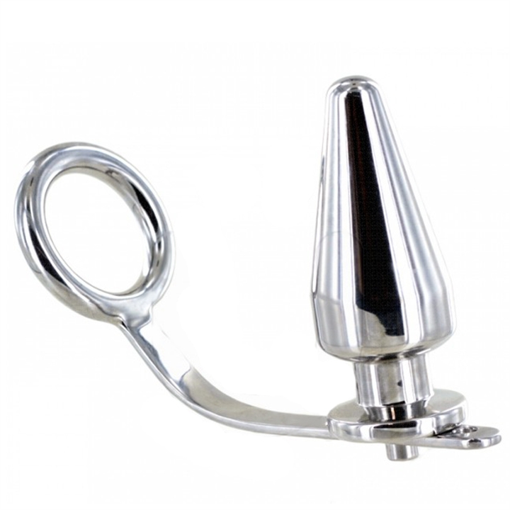 METAL HARD - STEEL RING WITH ANAL PLUG 45 X 45MM - D-211890