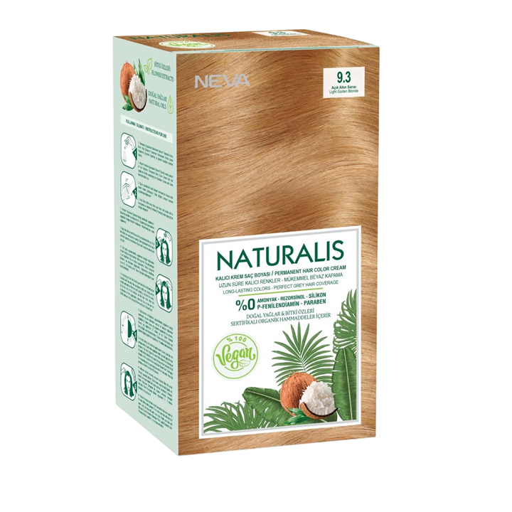Neva, Naturalis, Permanent Hair Dye, 9.3 Light Golden Blond, 150 ml