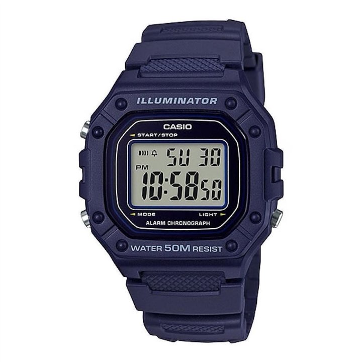 CASIO TIMELESS COLLECTION Mod. SPORT ILLUMINATOR WR 50M, ALARM, CHRONOGRAPH - BLUE - WW.W-218H-2AVDF - Teknashop Ltd