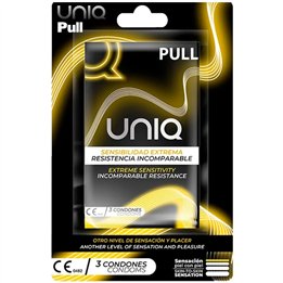 UNIQ - PULL LATEX FREE CONDOMS WITH STRIPS 3 UNITS - D-214089 - Teknashop Ltd