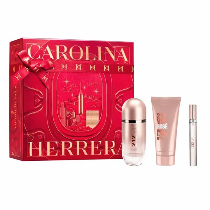 Carolina Herrera 212 Vip Rose Eau De Parfum Spray 100ml Set 3 Pieces - unisex