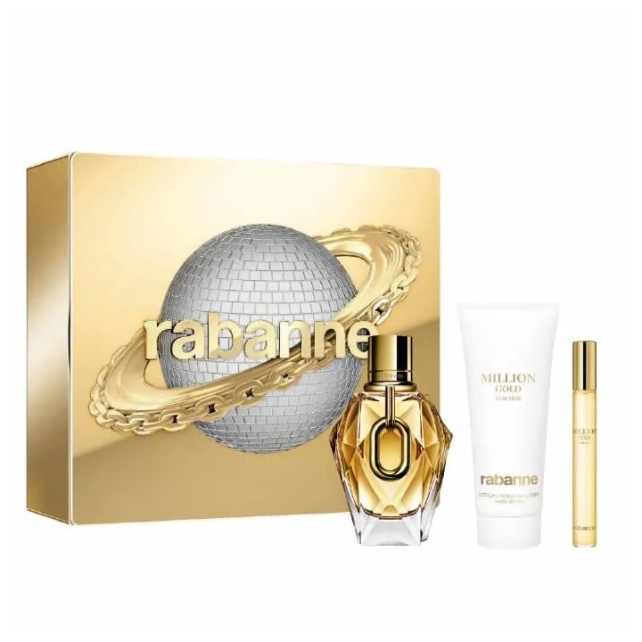 Rabanne Million Gold For Her Eau De Parfum Spray 90ml Set 3 Pieces - woman