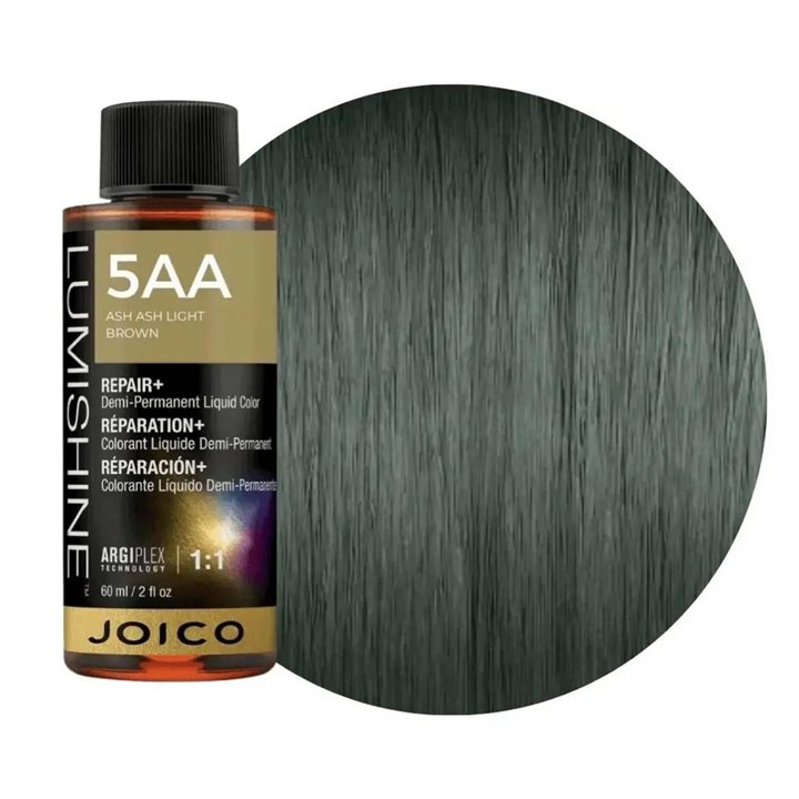 Joico, LumiShine, Demi-Permanent Hair Dye, 5AA Ash Ash Light Brown, 60 ml