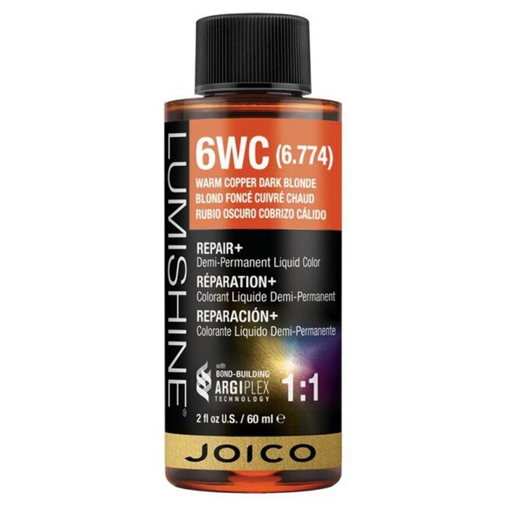 Joico, LumiShine, Demi-Permanent Hair Dye, 6WC Warm Copper Dark Blonde, 60 ml