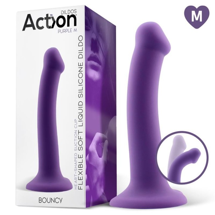 Bouncy Liquid Silicone Dildo Hiper Flexible 7 - 18 cm Size M Purple - AC-218