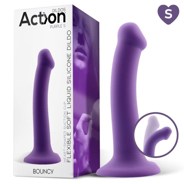 Bouncy Liquid Silicone Dildo Hiper Flexible 6.5 - 16.5 cm Size S Purple - AC-217