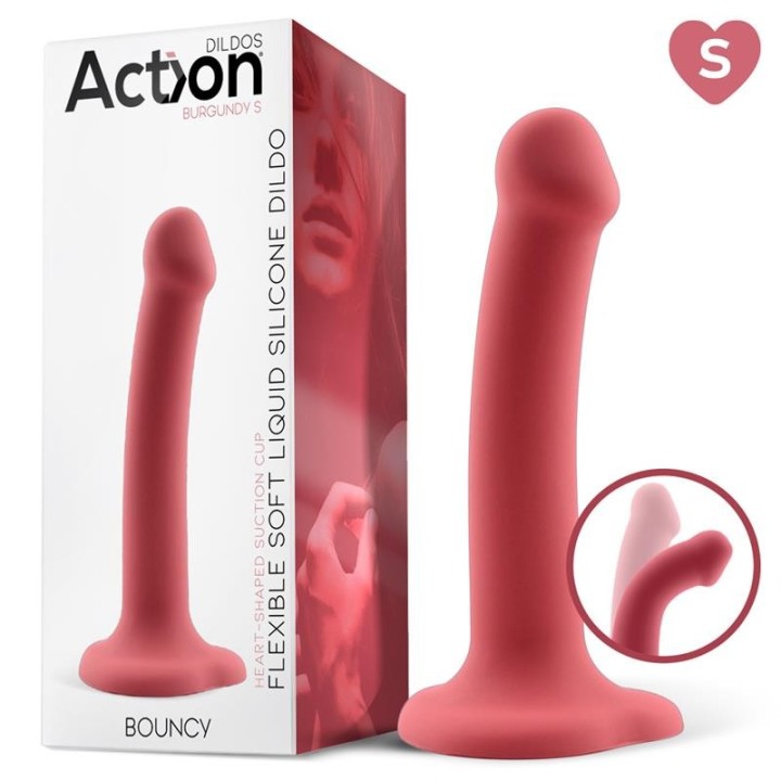 Bouncy Liquid Silicone Dildo Hiper Flexible 6.5 - 16.5 cm Size S Burgundy - AC-214
