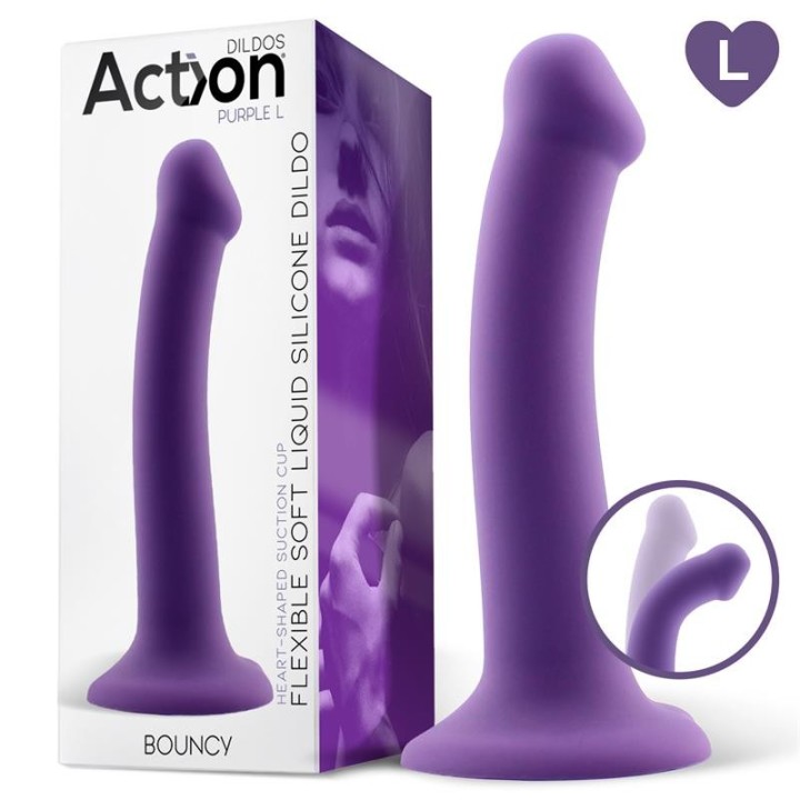 Bouncy Liquid Silicone Dildo Hiper Flexible 7.5 - 19 cm Size L Purple - AC-219