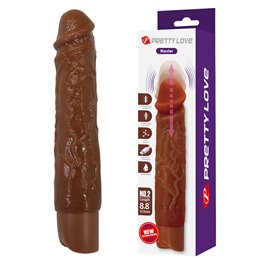 PRETTY LOVE - KESSLER REALISTIC VIBRATING DILDO WITH 10 VIBRATION MODES AND 10 THROWS, 22 CM, BROWN - D-246859 - Teknashop Ltd