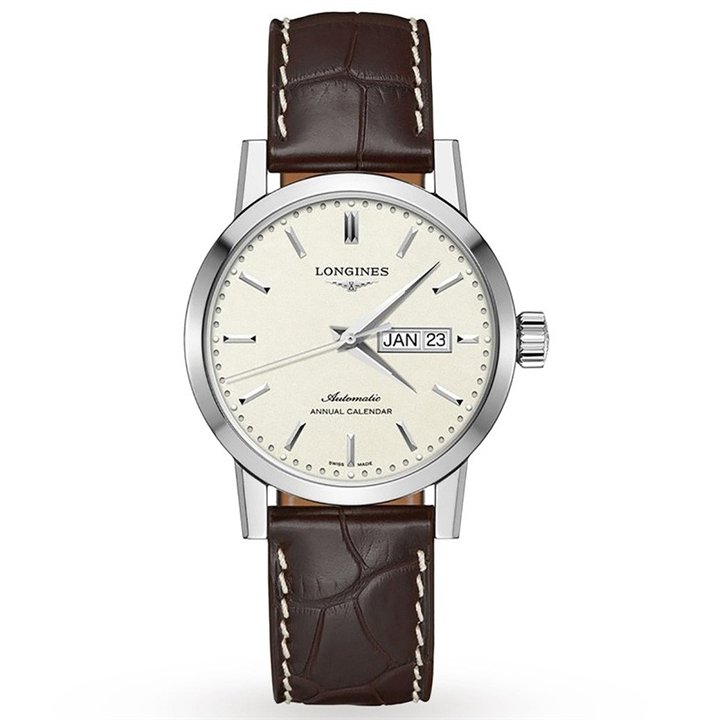LONGINES - THE LONGINES 1832 COLLECTION Automatic. Annual Calendar Alligator Strap ANNUAL CALENDAR - WW.L48274922 - Teknashop Lt