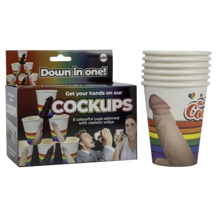 SPENCER & FLEETWOOD - COCKUPS SET OF 6 PARTY CUPS WITH PENIS DESIGNS - D-247364 - Teknashop Ltd