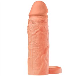 HIDDEN DESIRE - INFERNO LIQUID SILICONE EXTENDER SLEEVE WITH RING 18 CM Ø 4.5 CM - SKIN TONE - D-246935