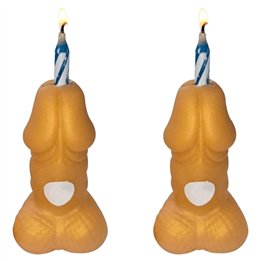 DIABLO PICANTE - GOLDEN PENIS BIRTHDAY NUMBER CANDLES 2 UNITS - D-245436