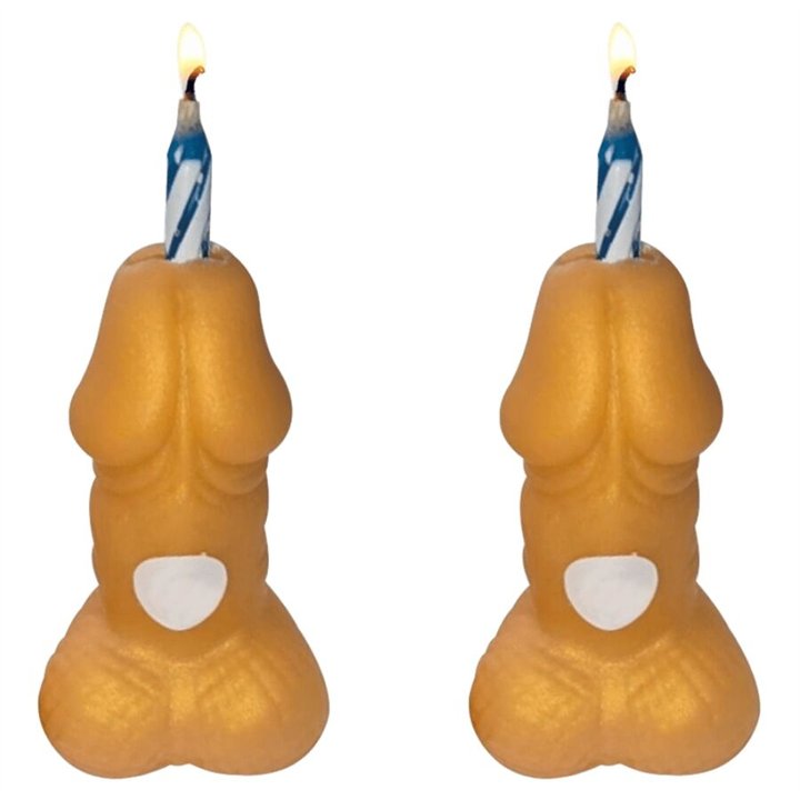DIABLO PICANTE - GOLDEN PENIS BIRTHDAY NUMBER CANDLES 2 UNITS - D-245436