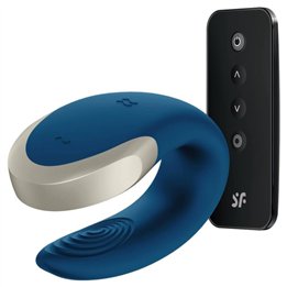 SATISFYER - DOUBLE LOVE LUXURY PARTNER VIBRATOR BLUE - D-228835