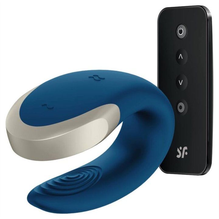 SATISFYER - DOUBLE LOVE LUXURY PARTNER VIBRATOR BLUE - D-228835 - Teknashop Ltd