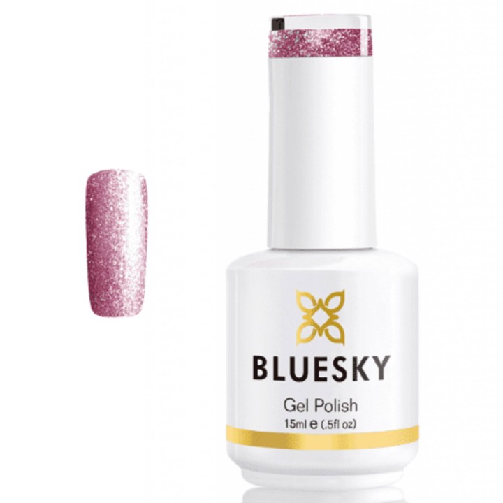 Bluesky, Bluesky, Shimmer Glitter, Semi-Permanent Nail Polish, Grapefruit Sparkle, 15 ml