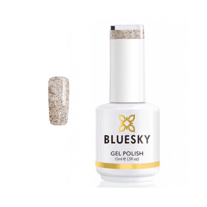 Bluesky, Bluesky, Shimmer Glitter, Semi-Permanent Nail Polish, Golden Sand, 15 ml - Teknashop Ltd
