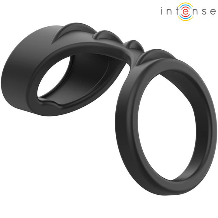 INTENSE - THEO DOUBLE SILICONE PENIS RING BLACK MODEL 3 - D-241979