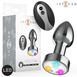 INTENSE - VIBRATING METAL ANAL PLUG WITH LED LIGHTS AND REMOTE CONTROL - SIZE M - D-244719