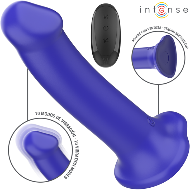 INTENSE - VICTORIA VIBRATOR WITH SUCTION CUP 10 VIBRATIONS DARK BLUE REMOTE CONTROL - D-241982