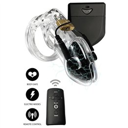 HIDDEN DESIRE - EXTREME ELECTRO COCK CAGE WITH REMOTE CONTROL CLEAR - D-246931