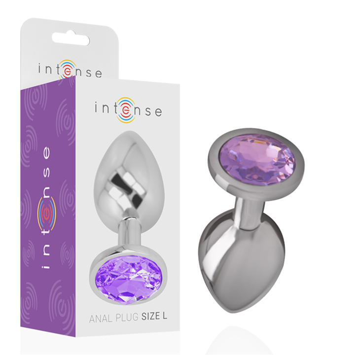 INTENSE - ALUMINUM METAL ANAL PLUG WITH VIOLET CRYSTAL SIZE S - D-234365