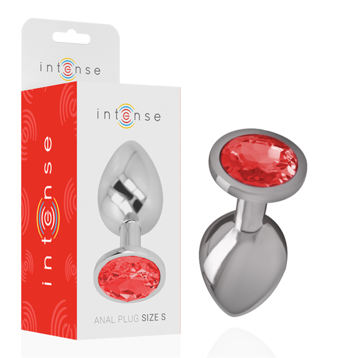 INTENSE - ALUMINUM METAL ANAL PLUG WITH RED CRYSTAL SIZE S - D-234368