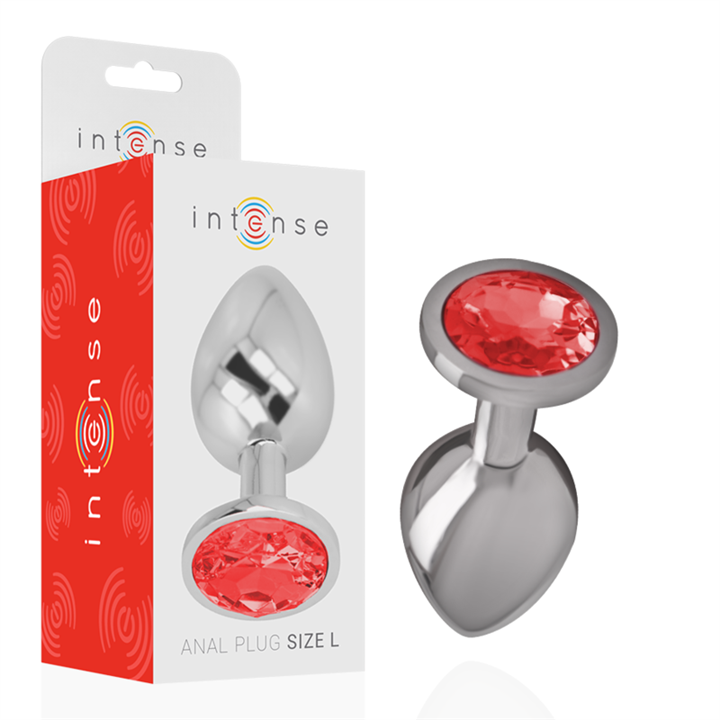 INTENSE - ALUMINUM METAL ANAL PLUG WITH RED CRYSTAL SIZE L - D-234370