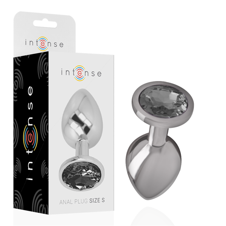 INTENSE - ALUMINUM METAL ANAL PLUG WITH BLACK CRYSTAL SIZE S - D-234371