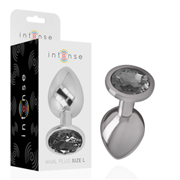 INTENSE - ALUMINUM METAL ANAL PLUG WITH BLACK GLASS SIZE L - D-234373