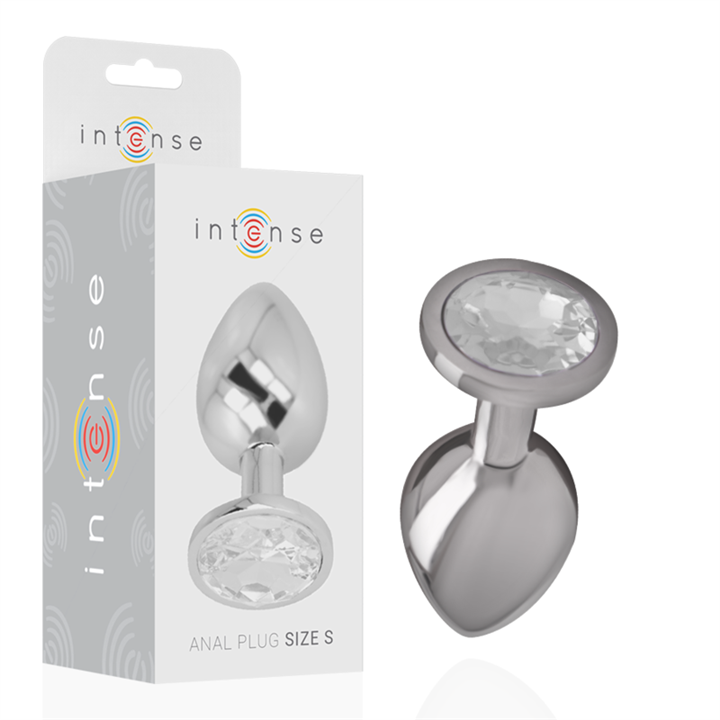 INTENSE - ALUMINUM METAL ANAL PLUG WITH SILVER CRYSTAL SIZE S - D-234374