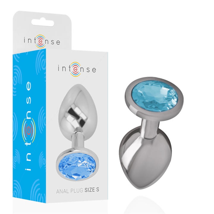 INTENSE - ALUMINUM METAL ANAL PLUG WITH BLUE CRYSTAL SIZE S - D-234377