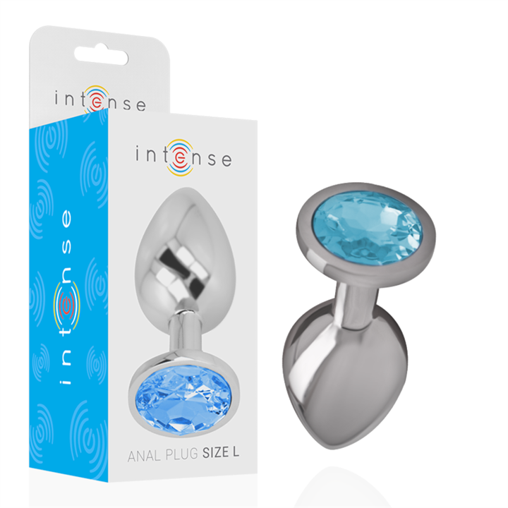 INTENSE - ALUMINUM METAL ANAL PLUG WITH BLUE CRYSTAL SIZE L - D-234379