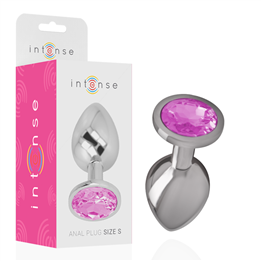 INTENSE - ALUMINUM METAL ANAL PLUG WITH PINK CRYSTAL SIZE S - D-234380