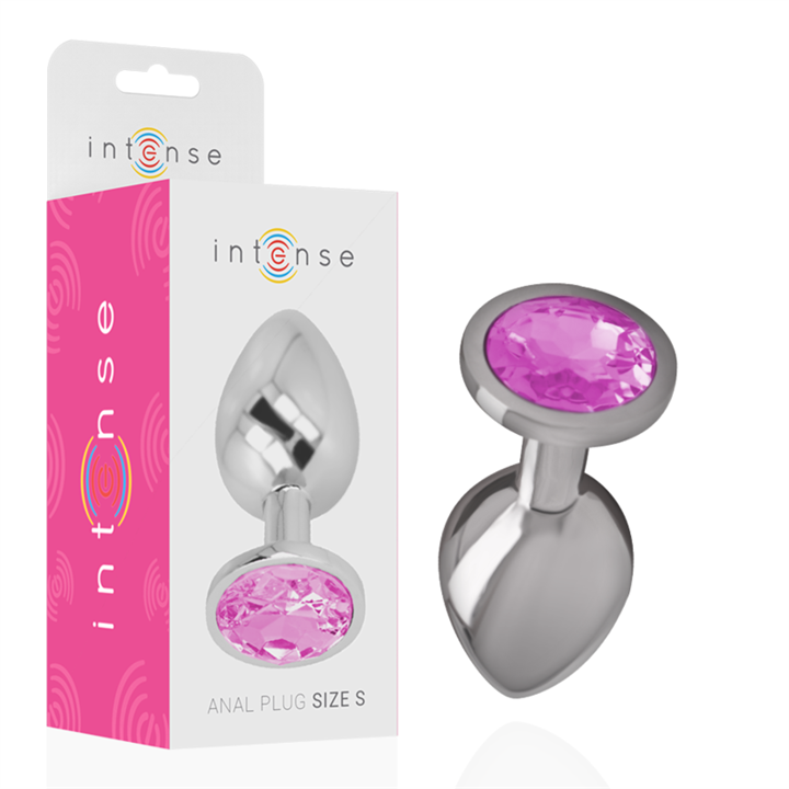 INTENSE - ALUMINUM METAL ANAL PLUG WITH PINK CRYSTAL SIZE S - D-234380
