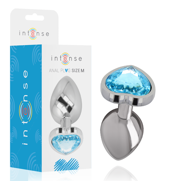 INTENSE - ALUMINUM METAL ANAL PLUG BLUE HEART SIZE M - D-235741